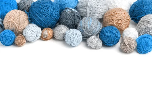 Colorful Yarn Balls Isolated White — Stock Photo, Image
