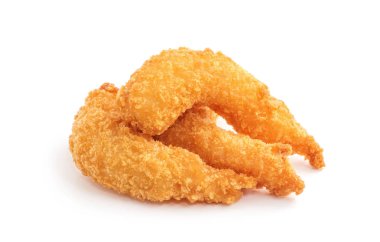 Kızarmış karidesler beyazda izole edilmiş.