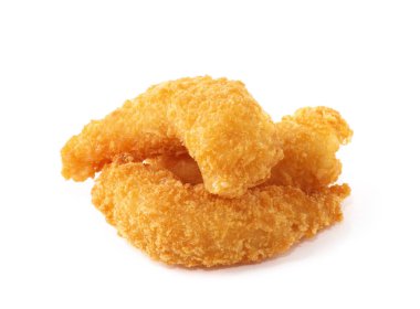 Kızarmış karidesler beyazda izole edilmiş.