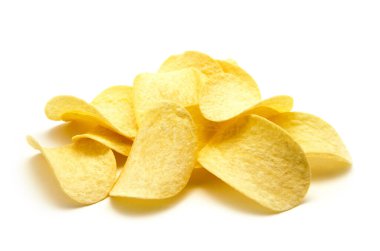 Patates cipsi izole edilmiş beyaz arkaplan.