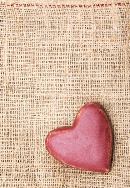 Red Heart Burlap — Stock Photo, Image