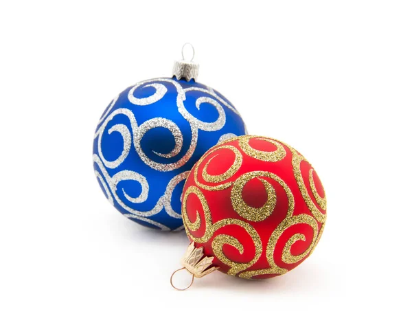 Palle Natale Rosso Blu Sfondo Bianco — Foto Stock