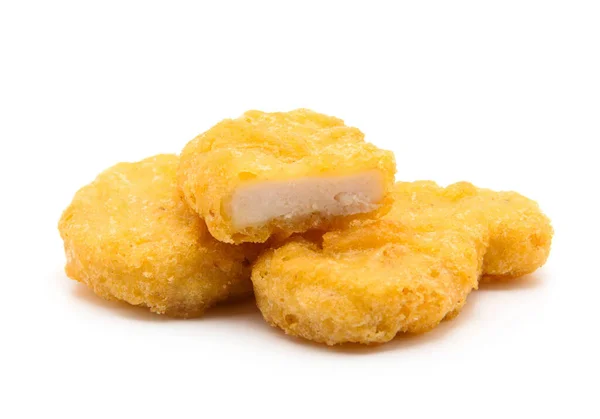 Gebratene Chicken Nuggets Isoliert Auf Weiß — Stockfoto