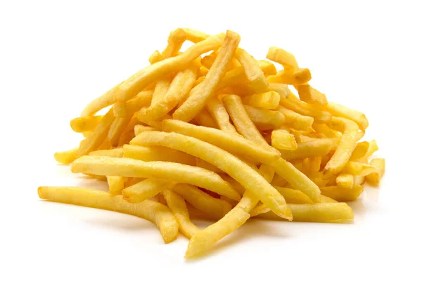 Hög Med Aptitretande Pommes Frites Vit Bakgrund — Stockfoto