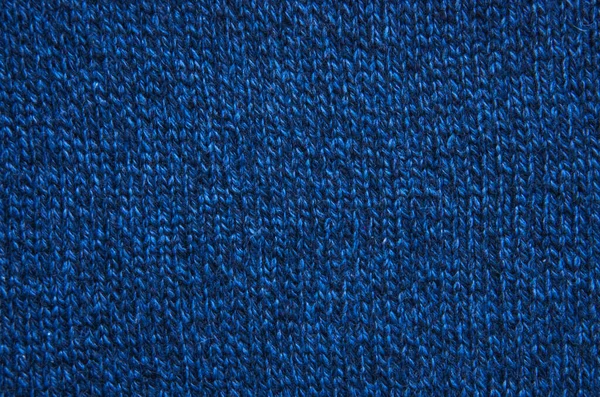 Tekstura Dzianiny Wełnianej Niebieskiej Tkaniny — Zdjęcie stockowe