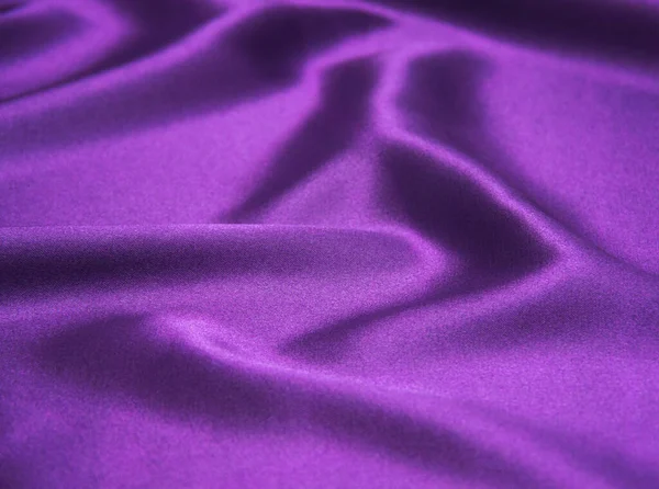 Primer Plano Tela Satén Púrpura Ondulada — Foto de Stock