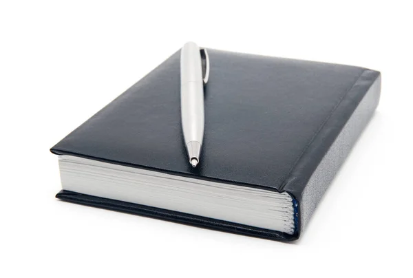 白色背景上的黑色日记和笔迹 — 图库照片
