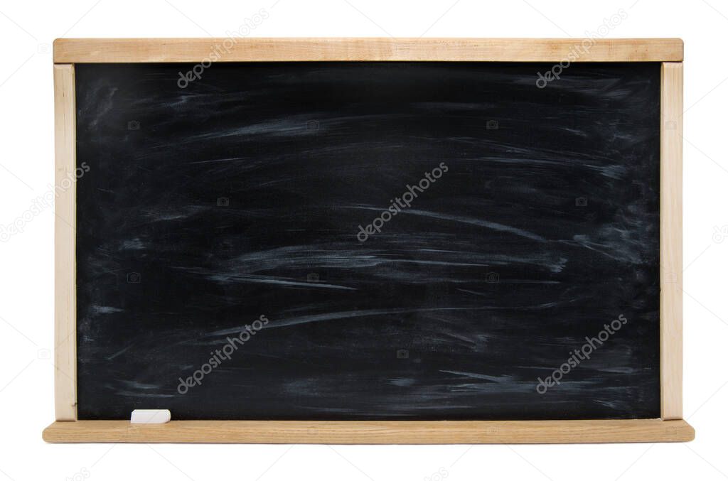 Blank black chalkboard isolated on a white background