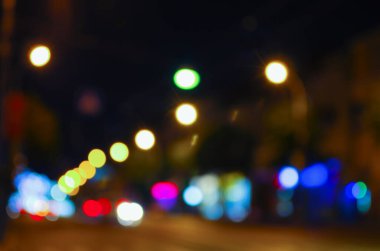 Gece şehrinin soyut mavi ışıkları