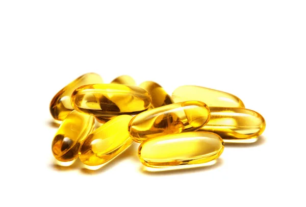 Fish Oil Capsules Isolated White Background — Stock Photo, Image