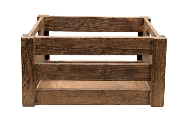 Dřevěná Krabice Izolované Bílém Pozadí — Stock fotografie