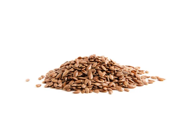 Flax Seeds Heap Isolated White — Stock Photo, Image