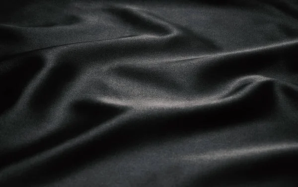 Textura Černý Satén Hedvábí Pozadí — Stock fotografie