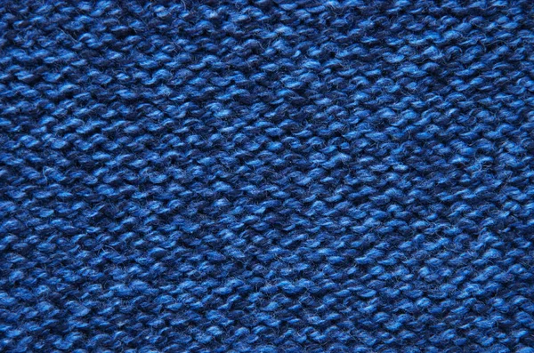 Die Textur Eines Gestrickten Wollstoffs Blau — Stockfoto