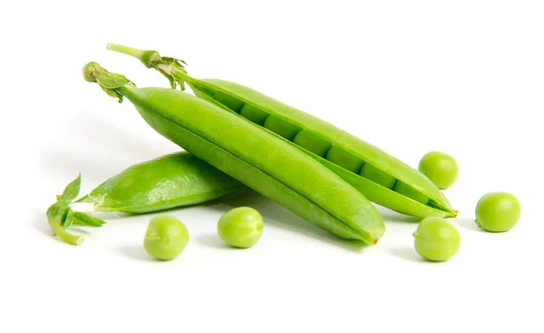 Fresh Green Peas Isolated White Background — Stock Photo, Image