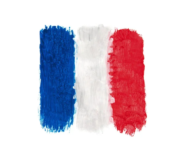 Francouzská Vlajka Bílém Pozadí — Stock fotografie
