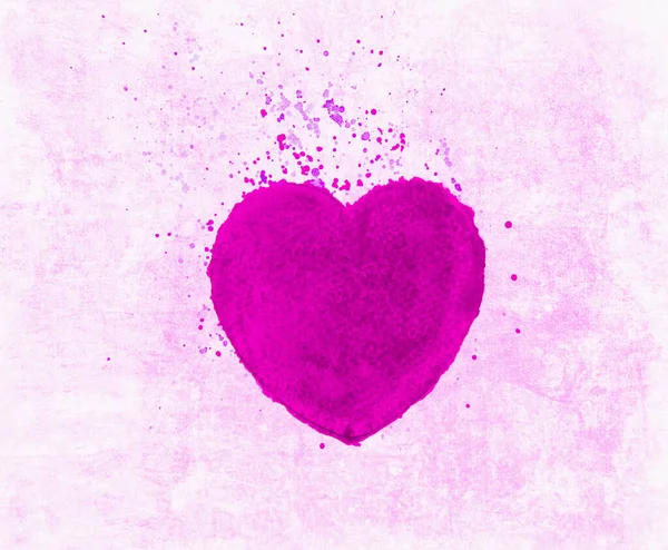 Watercolor Pintado Mão Coração Rosa — Fotografia de Stock