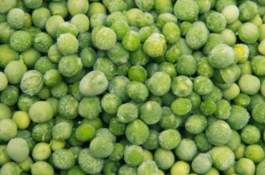 Donmuş bezelye yığınına yakın çekim