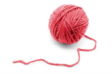 Beyaz arkaplanda iplik yumağı