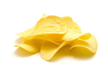 Patates cipsi izole edilmiş beyaz arkaplan.