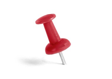 Beyaz arkaplanda izole edilmiş kırmızı bir raptiye