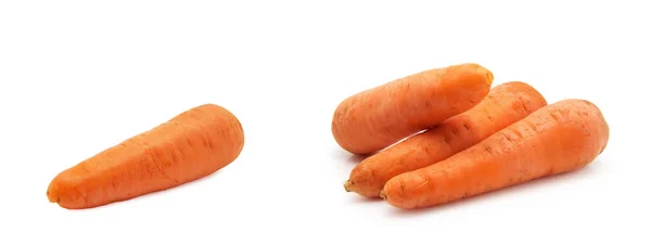 Carottes Fraîches Isolées Sur Fond Blanc — Photo