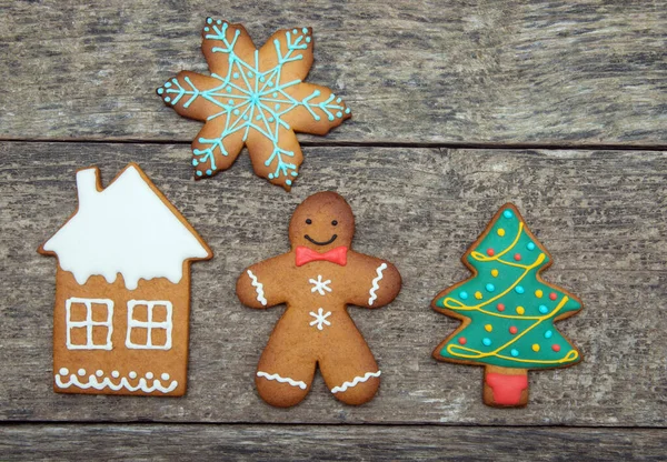 Gingerbread Cookies Wooden Background — Stock Photo, Image