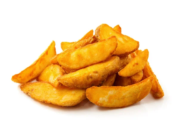 Fried Potato Wedges Fast Food Isolated White — Stock Photo, Image