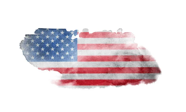 Die Usa Flagge Auf Weißem Papier Mit Aquarell — Stockfoto