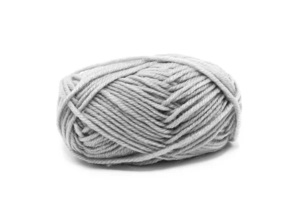 Grey Knitting Yarn Isolated White — Stock Photo, Image