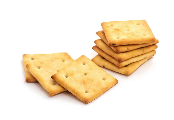 Quadratische Cracker Isoliert Auf Weißem Hintergrund — Stockfoto