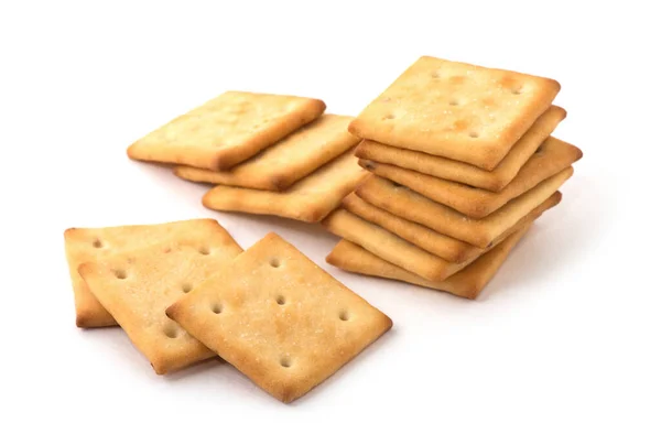 Biscoitos Quadrados Isolados Fundo Branco — Fotografia de Stock