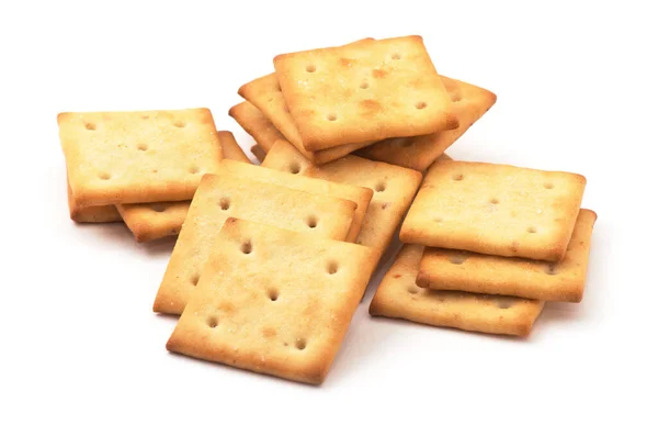 Galletas Cuadradas Aisladas Sobre Fondo Blanco —  Fotos de Stock