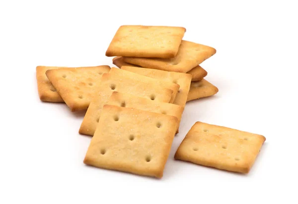 Quadratische Cracker Isoliert Auf Weißem Hintergrund — Stockfoto