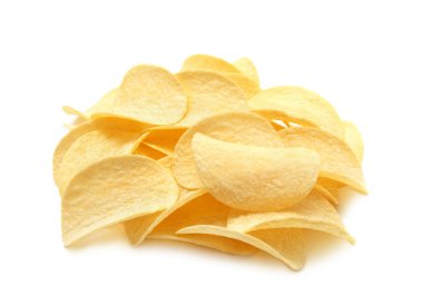 Patates cipsi izole edilmiş beyaz arkaplan.