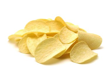 Patates cipsi izole edilmiş beyaz arkaplan.