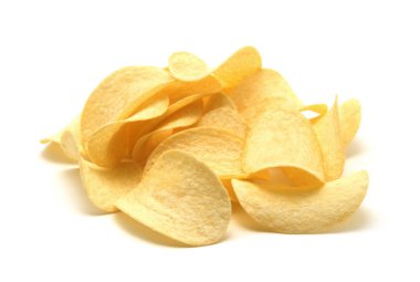 Patates cipsi izole edilmiş beyaz arkaplan.
