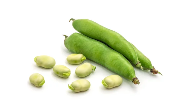 Broad Bean Pods Seeds White Background — Stock Photo, Image