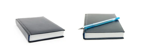 Στυλό Λευκό Φόντο Notebook — Φωτογραφία Αρχείου