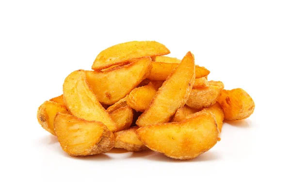 Batata Frita Cunhas Comida Rápida Isolado Branco — Fotografia de Stock