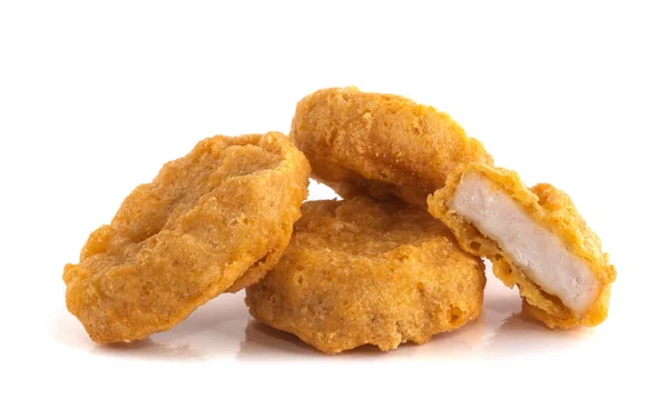 Nuggets Frango Frito Isolado Branco — Fotografia de Stock