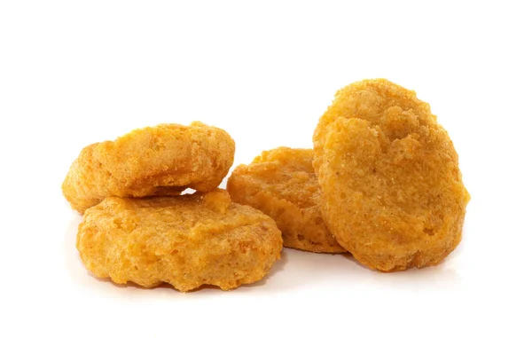 Gebratene Chicken Nuggets Isoliert Auf Weiß — Stockfoto