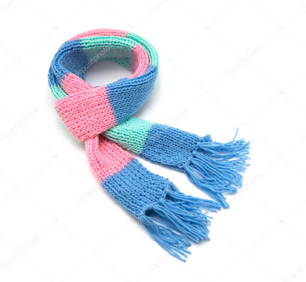 Knitted scarf on a white background.