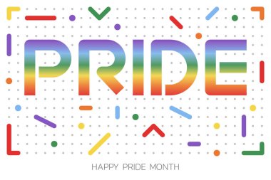 Gökkuşağı renginde tipografi metniyle LGBT Gurur Ayı illüstrasyonu. Poster, kart, afiş ve geçmiş. Vektör illüstrasyonu - Vektör