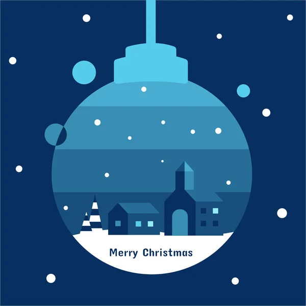 House, tree, and church in Christmas ornament with blue tone in Christmas concept - Vector illustration