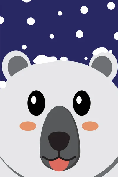 クマの顔を青い背景に雪で閉じます ベクトルイラスト — ストックベクタ
