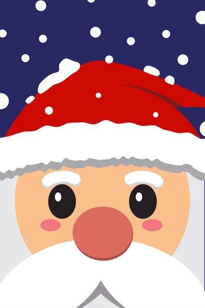 Närbild Santa Claus Ansikte Med Snö Blå Bakgrund Vektor Illustration — Stock vektor