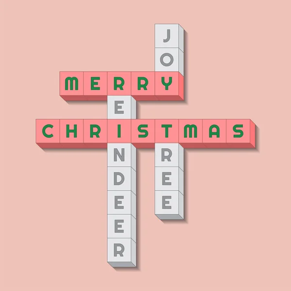 Frohe Weihnachten Mit Relevanten Vokabeln Kreuzworträtsel Stil Vektorillustration — Stockvektor
