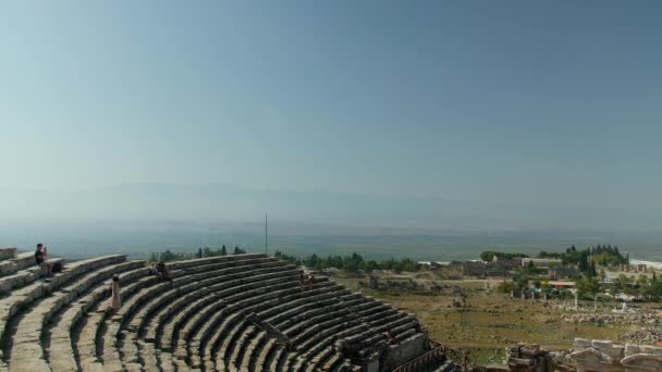 Starověký Amfiteátr Pamukkale Hierapolis Divadlo Starověké Město — Stock video