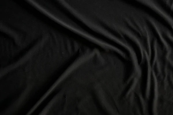 Siyah Ipek Pamuk Dokusu Siyah Kumaş Arkaplan — Stok fotoğraf